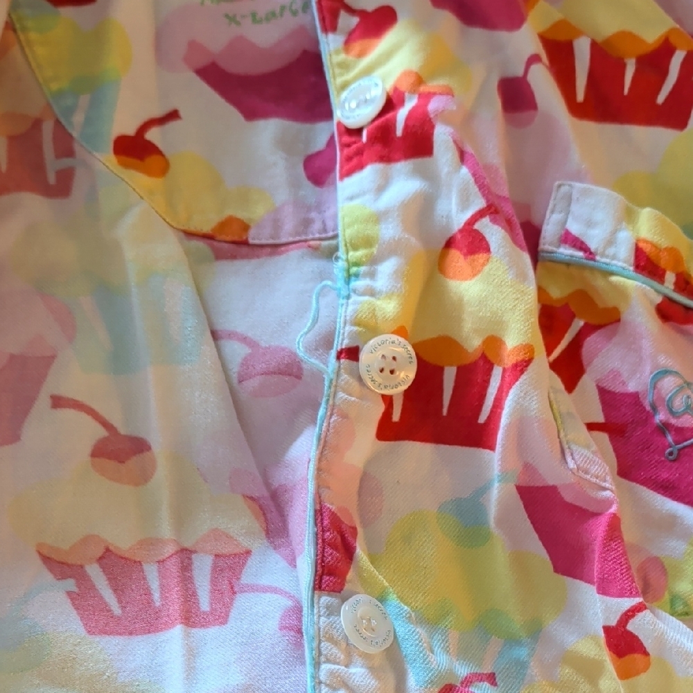 Victoria's Secret Cupcake Print Pajama Set - Pink, Yellow, Blue, Red, Blue - Picture 12 of 13